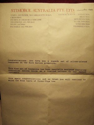 letter re boxed set of 6 spoons