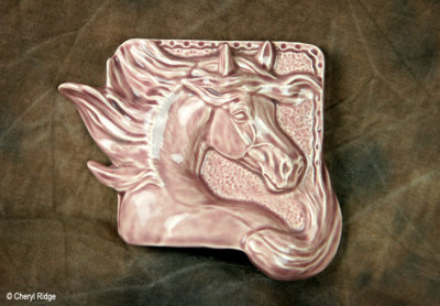 8959- custom glazed ceramic bas relief