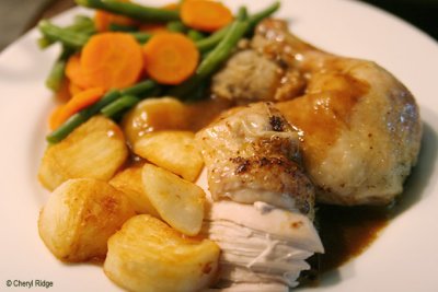 8909- roast chicken and vegies for dinner