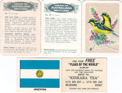 WANTED Kinkara Tea bird studies or flag cards