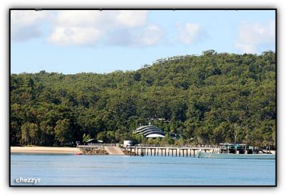 on fast cat approaching fraser island