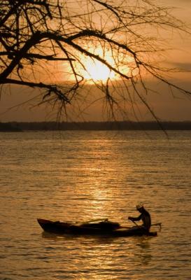Siluet of Fisherman Boat