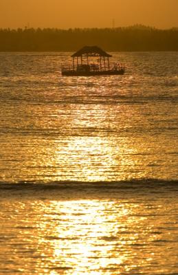 Floating house at sunrise