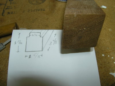 Diagram showing profile to be made and mahogany stock.