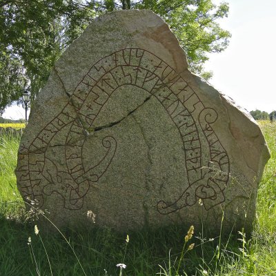 Runic Stone by Stora Rytterne Church Ruin