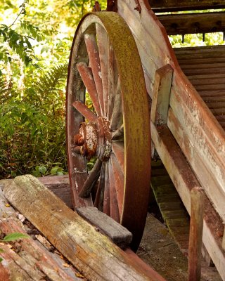 Old cart wheel.