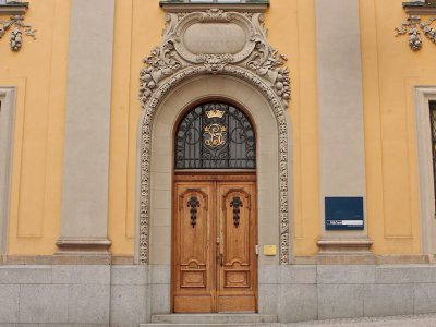 Door to the old Riksbankshus (The Central Bank of Sweden)