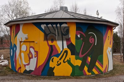 Electrical transformer with art by Lindström
