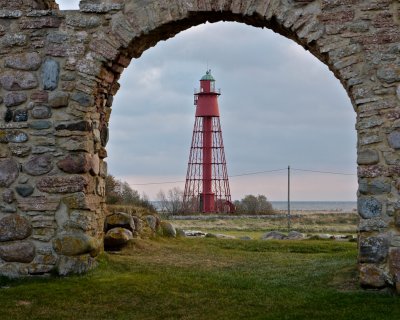 Lighthouse Kapelludden from Sancta Britas Chapel ruin
