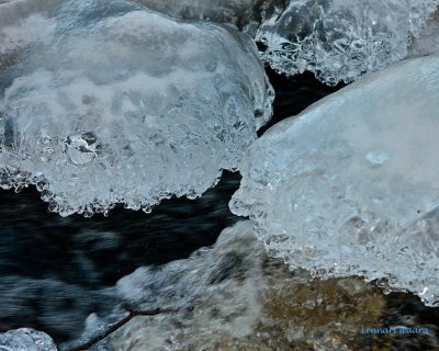 Ice formation in running water.