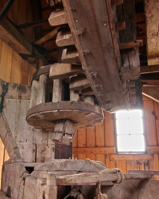Interior mechanism driving the mill stone on the biggest post mill.