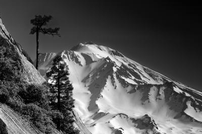 Shasta Viewed from the Crags - Morning in Black and White