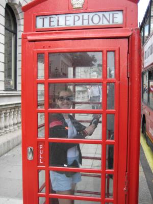 First call home - from a classic phone booth!