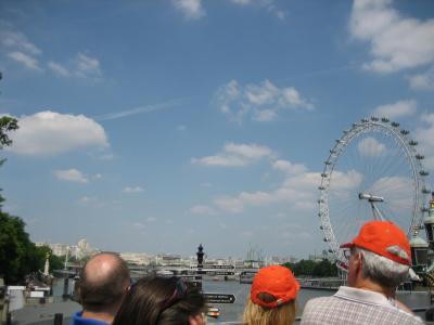 From the second story of our bus tour... the London Eye on the Thames River