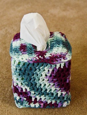 Crocheted tissue box cover