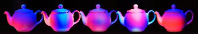 Painting with light: A row of teapots