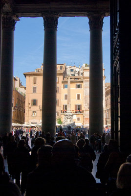 View from the inside of the Pantheon towards Piazza della Rotonda