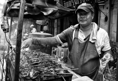 Barbeque Chicken and Squids - Street Vendor in Thailand