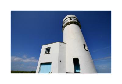 all white lighthouse