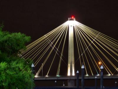 The Clark Bridge across the Mississippi River  at Alton, Illinois at 2am