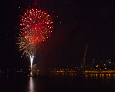 Fireworks on the riverfront  in St. Louis, Missouri