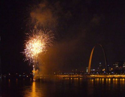 Fireworks on the riverfront in St. Louis, Missouri