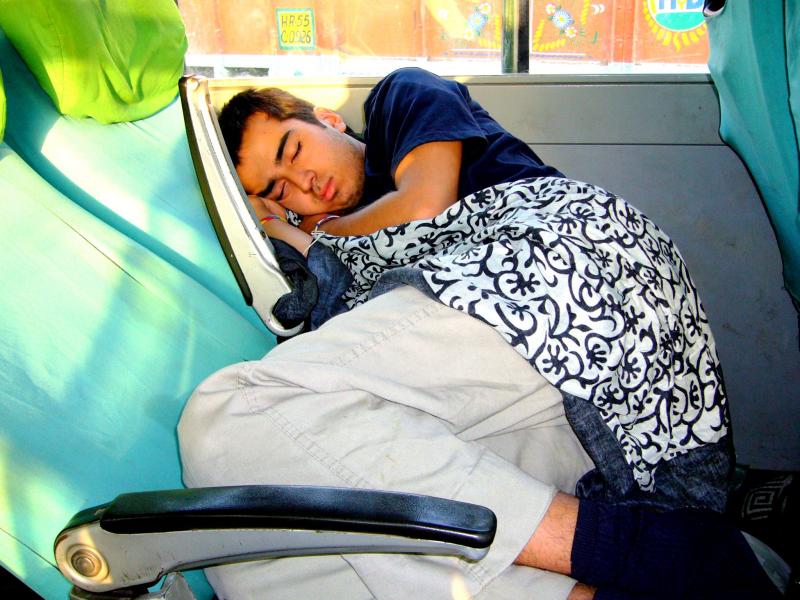 sleeping on a 24 hour bus trip to new delhi
