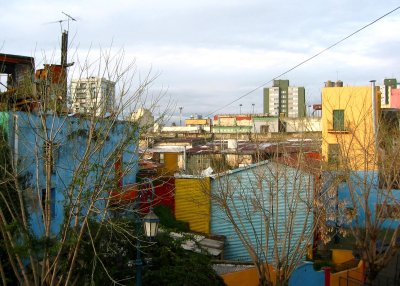 view of the city from a rooftop in la boca
