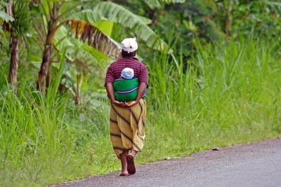 Woman carrying baby