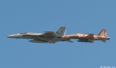 F/A-18E and F-5 from VFC-111 Sundowners