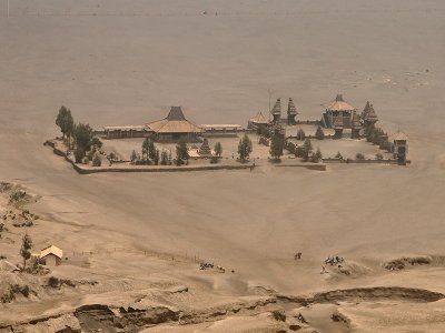 View on temple from Bromo Vulcano