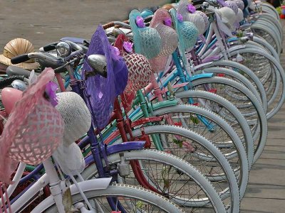 Bicycles for hire at Taman Fatahillah square