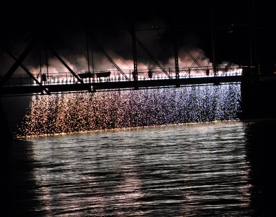Fireworks off the bridge