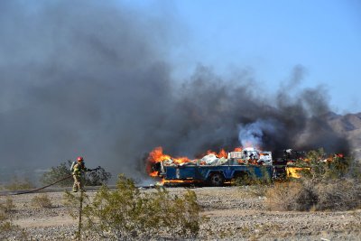 Motorhome burns while traveling