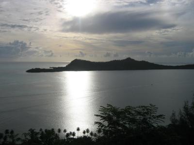 Bora Bora - View of Motu Toopua & Mt. Mauaohunoa
