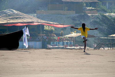 Saddhu Exercising on Mandrem Beach