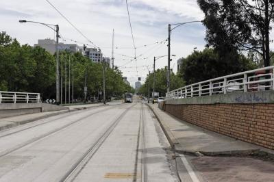 Down St Kilda Rd towards the City