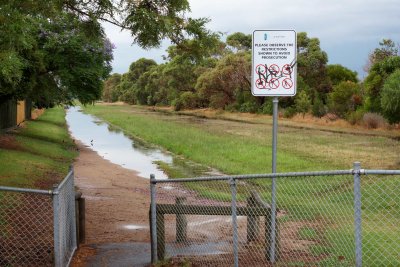 Water in flood way