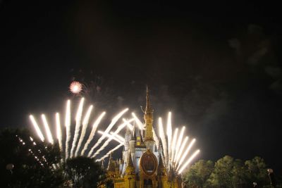 The fireworks are choreographed to the music