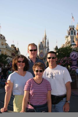 The big kids in front of the castle