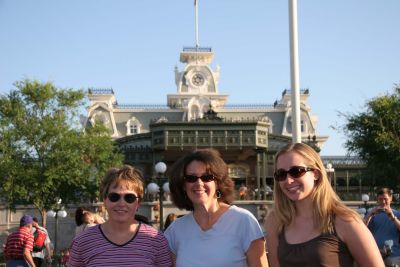 The girls in front of the train station