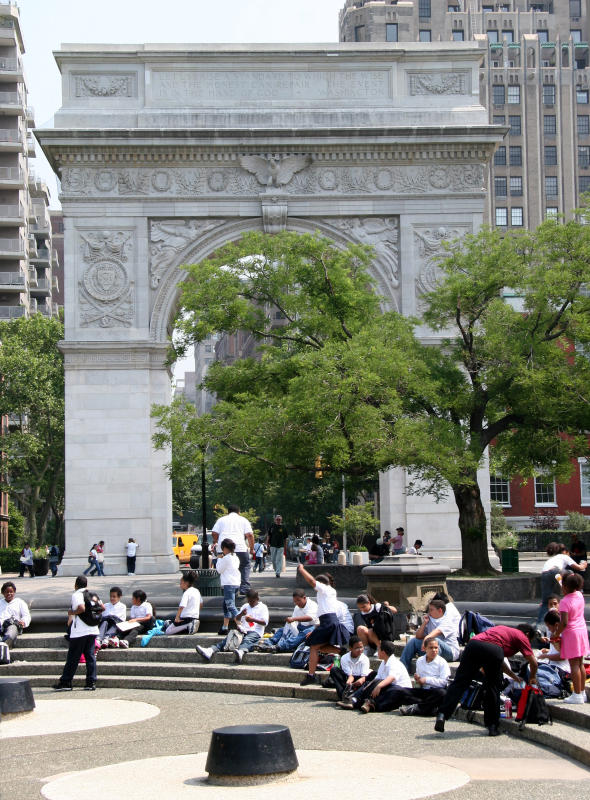 School Class in the Park Fountain