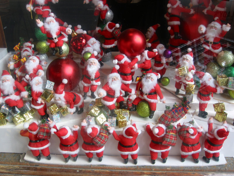 Santas at Work - Once Upon a Tart Shop Window