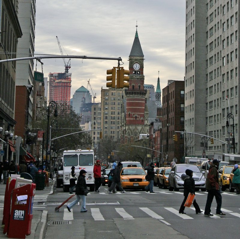 Downtown View - Jefferson Market Courthouse & Trump SOHO Hotel under Construction