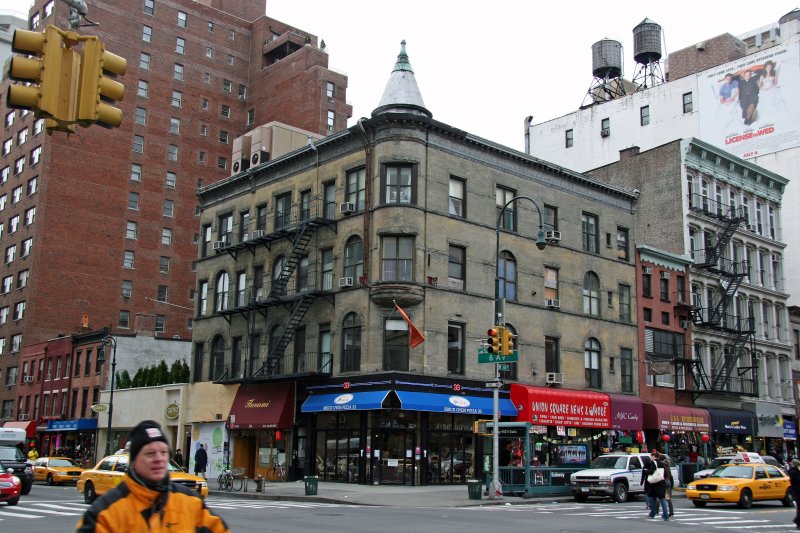 Pizza Restaurant & Subway Station at Intersection