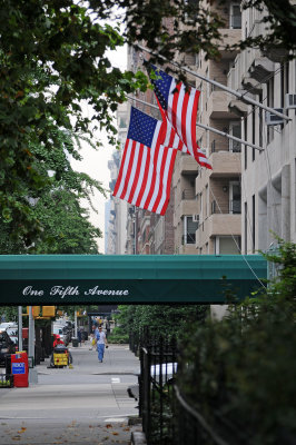 Flags near Washington Square Park on 5th Avenue