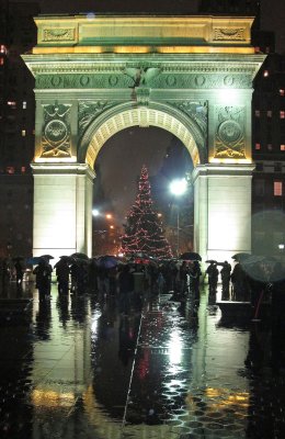 At the Arch Lighting the Winter Holiday Tree
