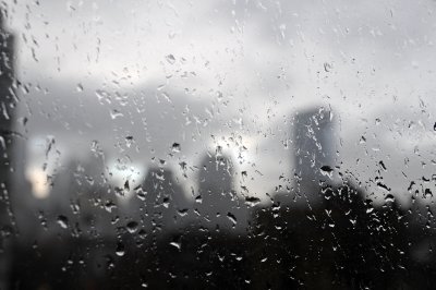 Rainy Morning through My Living Room Window with Manhattan Skyline 