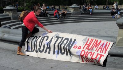 NYU Student Protest Demonstration at WSP Fountain