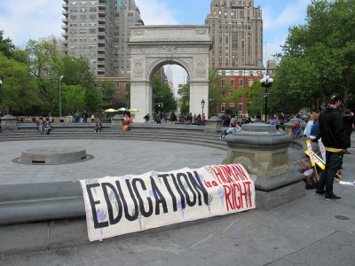 NYU Student Protest Demonstration at WSP Fountain